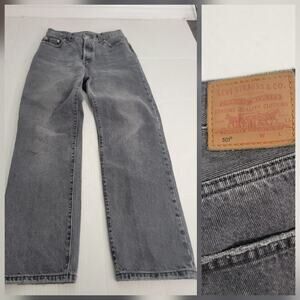Levis 501 Premium Jeans Womens SZ 25 Straight High Rise Button Fly Rigid Gray